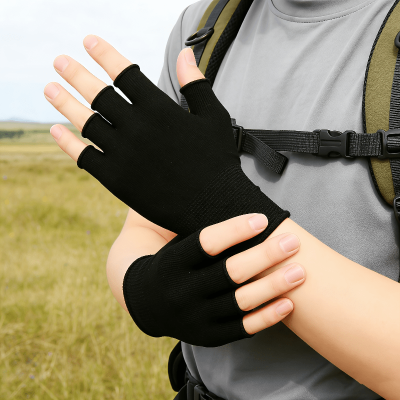 Black Knit Half Finger Gloves, - Cycling To Work recension och pris
