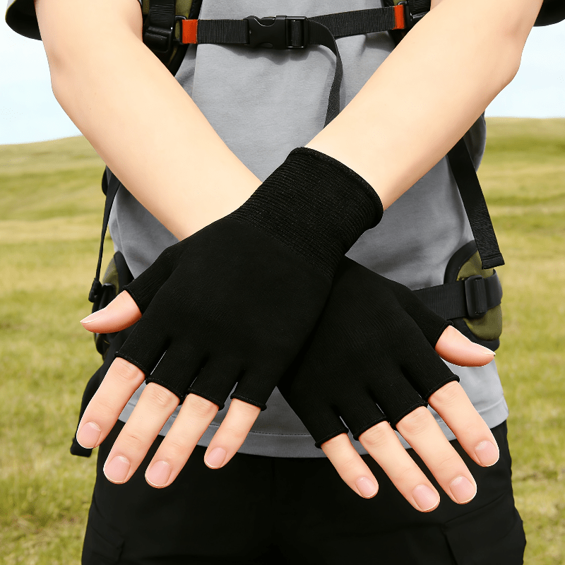 Black Knit Half Finger Gloves, - Cycling To Work recension och pris
